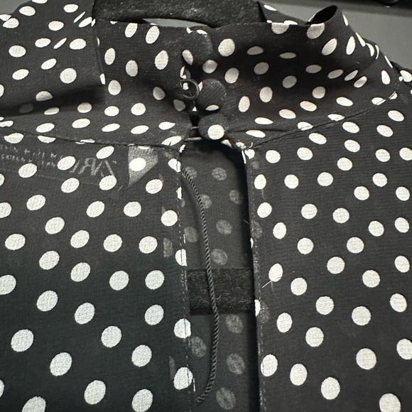 NEW Zara Polka Dot Belted Long Sleeve High Neck Maxi Dress M - Picture 8 of 9